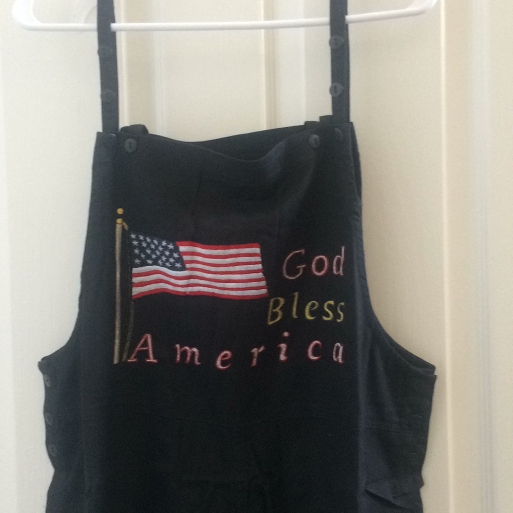FINAL MARKDOWN NWT "God Bless America" Overalls large